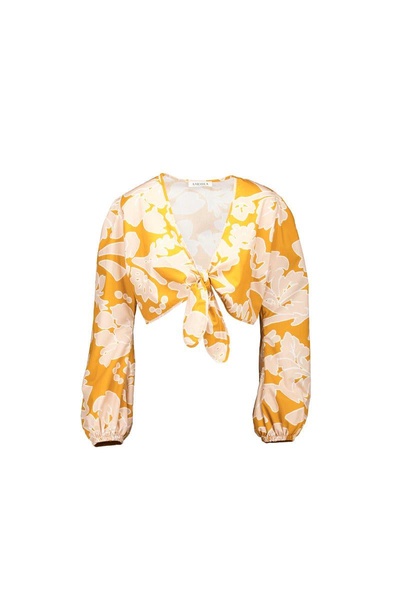 Susie In Flowered Ochre Cotton