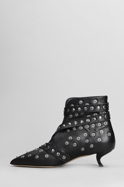 High Heels Ankle Boots In Black Leather