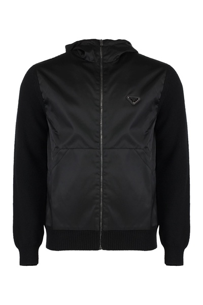 Cardigan With Nylon Frontal Panel