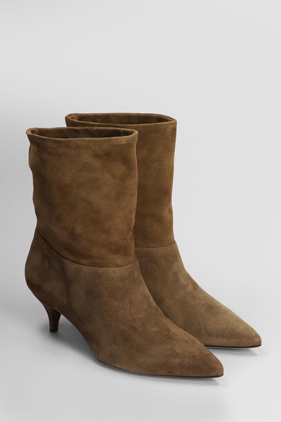 High Heels Ankle Boots In Brown Suede