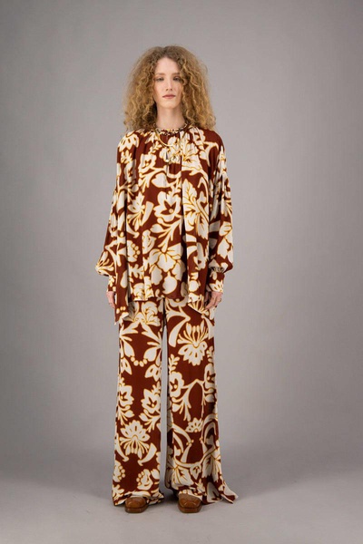 Carol In Flowerd Burgundy Viscose