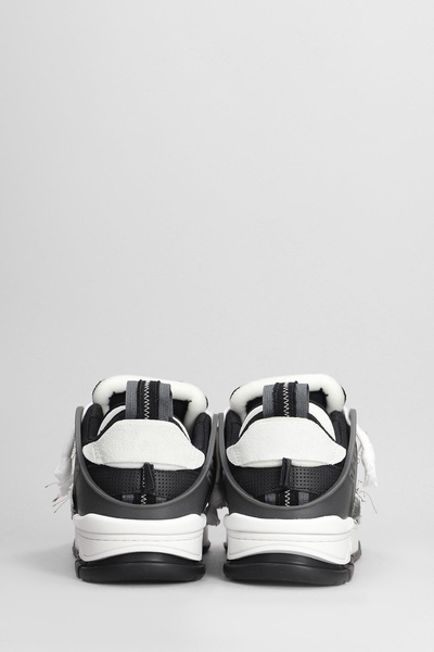 Area Patchwork Sneakers In Black Leather And Fabric