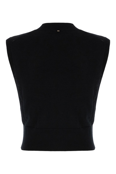 Black Wool Blend Vest