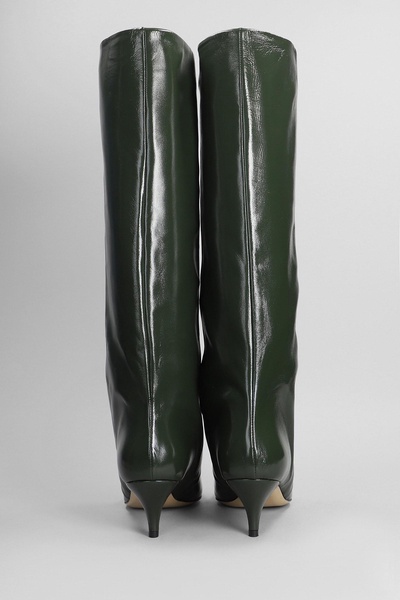 High Heels Boots In Green Leather