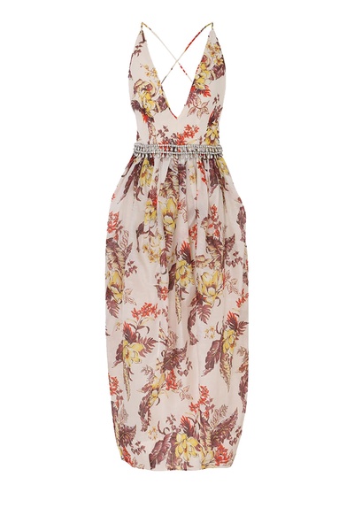 White Linen-silk Blend Dress