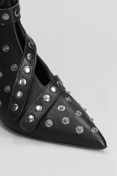 High Heels Ankle Boots In Black Leather