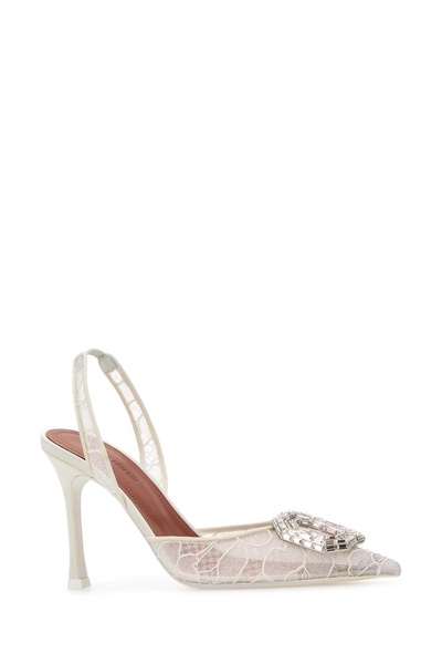 White Lace Camelia Pumps