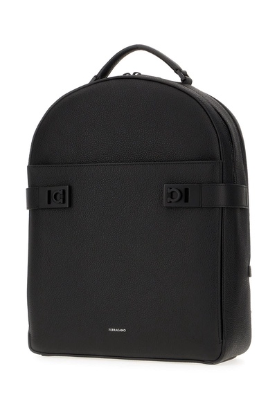 Black Calf And Fabric Backpack