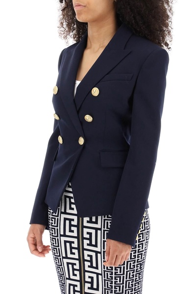 Double breasted wool twill blazer