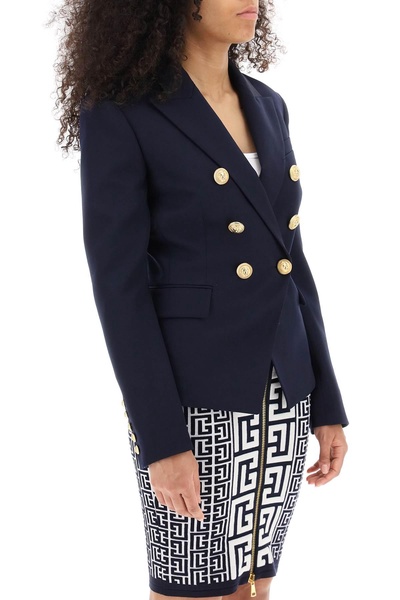 Double breasted wool twill blazer