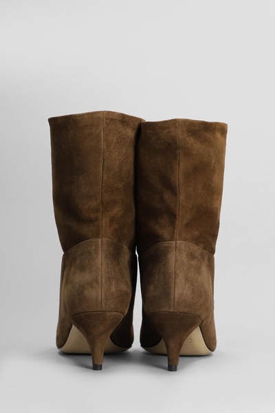 High Heels Ankle Boots In Brown Suede