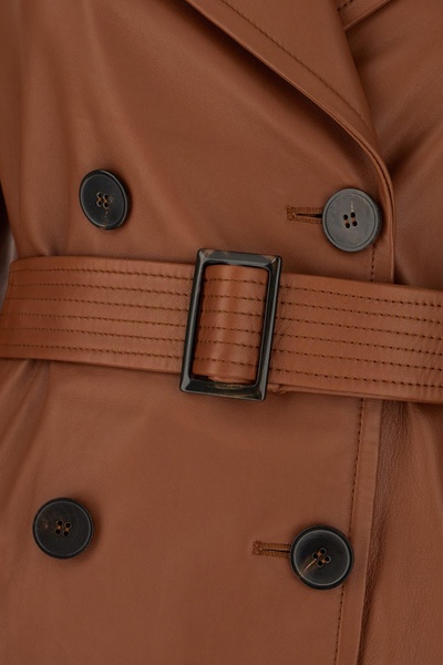 Brown Nappa Leather Trench