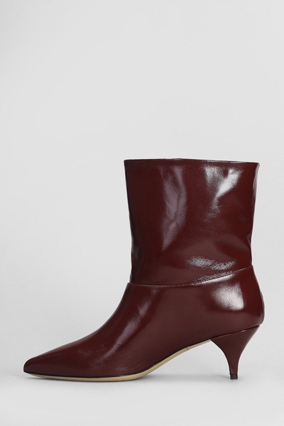 High Heels Ankle Boots In Bordeaux Leather