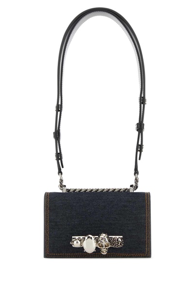 Alexander Mcqueen Women Dark Blue Mini Skull Shoulder Bag