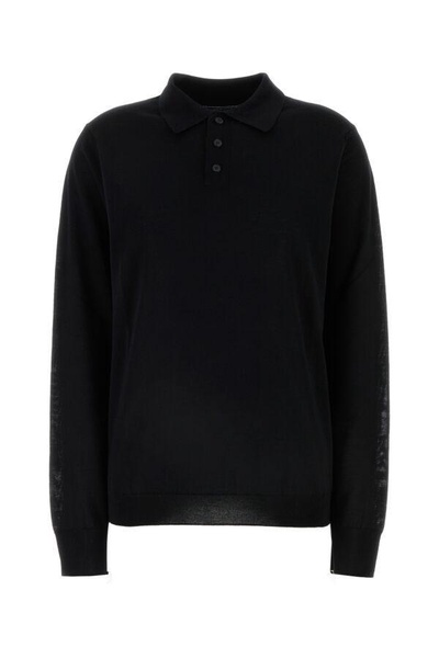 Maison Margiela Women Black Wool Polo Shirt