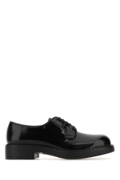 Prada Men Black Leather Lace-Up Shoes
