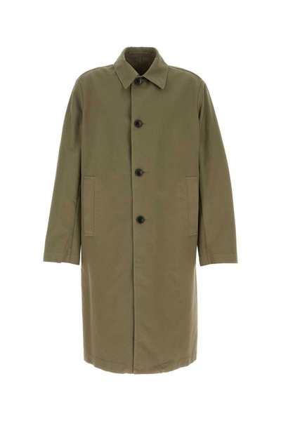 Dries Van Noten Men Army Green Cotton Rankle Trench Coat