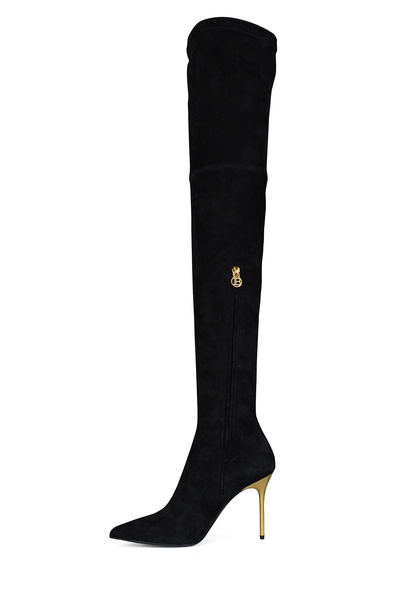 Moneta monogram mesh over-the-knee boots