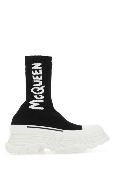 Alexander Mcqueen Women Black Stretch Nylon Tread Slick Sneakers