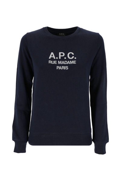 Blue Tina Sweatshirt In Fleece Cotton With Logo Embroidery To The Chest A.P.C. Woman