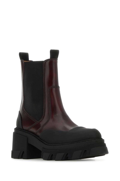 Two-tone Leather And Rubber Ankle Boots