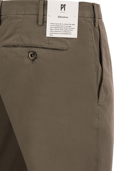 Pt Torino Superslim Trousers In Cotton And Silk