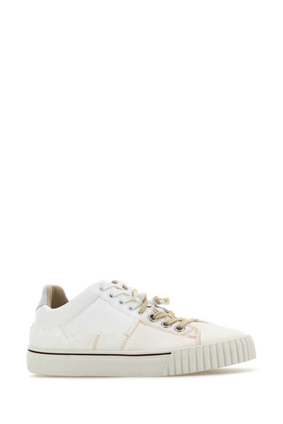Maison Margiela Women White Leather And Canvas New Evolution Sneakers