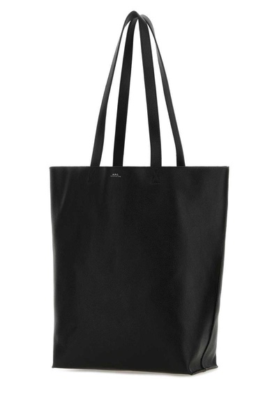 A.P.C. Unisex Black Leather Maiko Shopping Bag