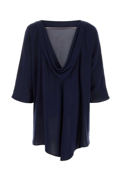 Max Mara Women Midnight Blue Triacetate Blend Ferro Blouse