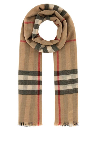 Burberry Men Embroidered Wool Scarf