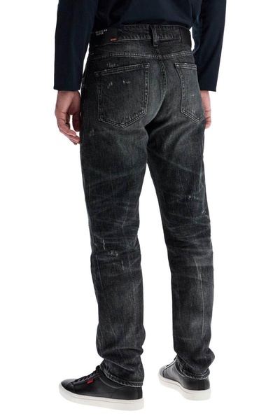 regular taper jeans mid rise charcoal cotton elastane