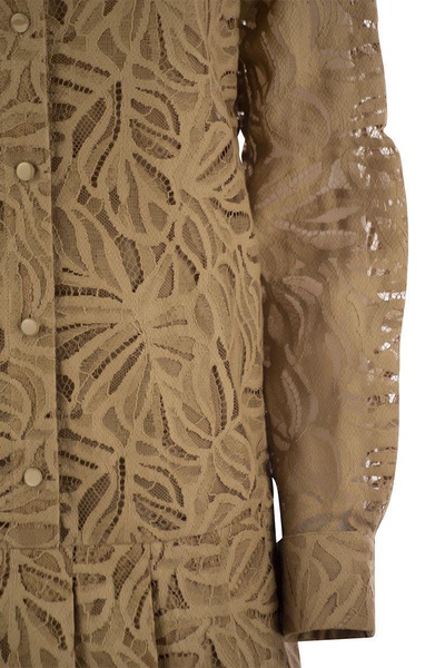 Flared Lace Shirt Dress
