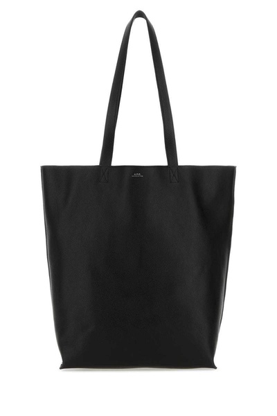 A.P.C. Unisex Black Leather Maiko Shopping Bag
