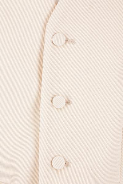 Cream Tricotin Wool and Cupro Jacket with V-Neck
