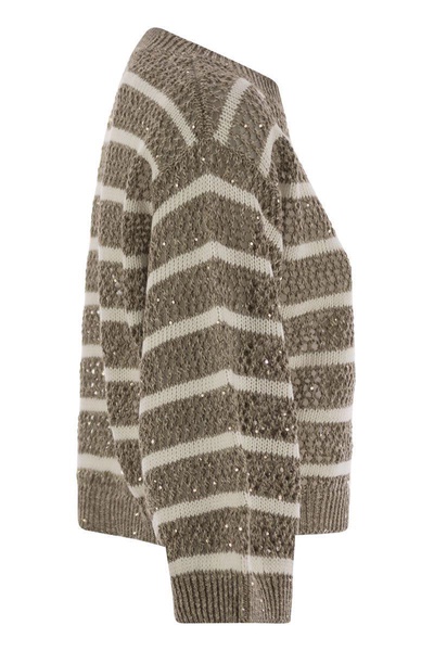 Brunello Cucinelli Dazzling Striped Net Linen Jersey
