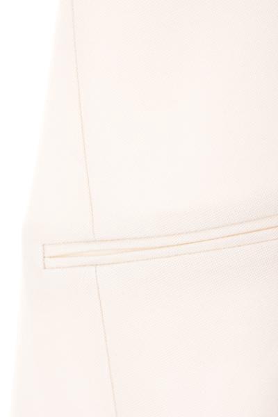 Cream Tricotin Wool and Cupro Jacket with V-Neck