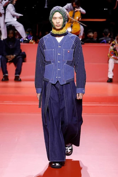 Patchwork striped denim jacket 