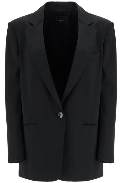 women's blazer in poliestere e lana  oversize monopetto con scollo a v