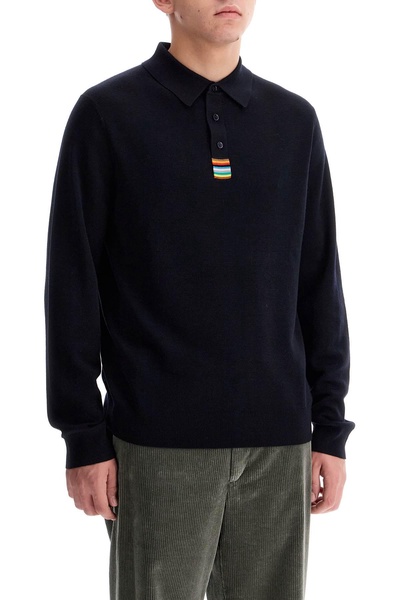 merino wool polo-style pullover sweater
