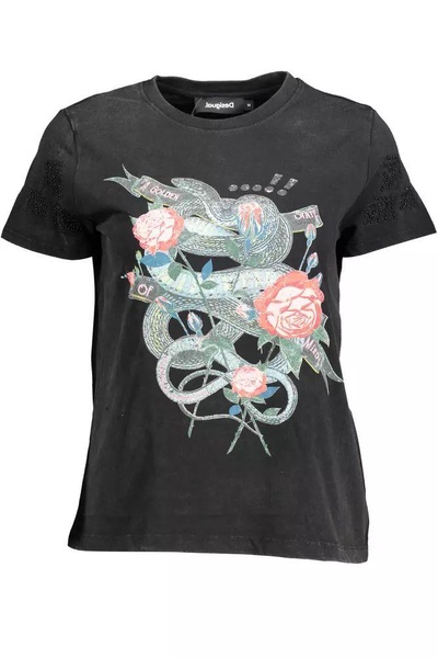 chic  printed tee with unique women's embellishments