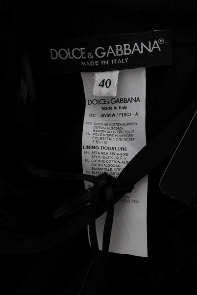 Dolce & Gabbana  Black Floral Ricamo Sheath Long Dress