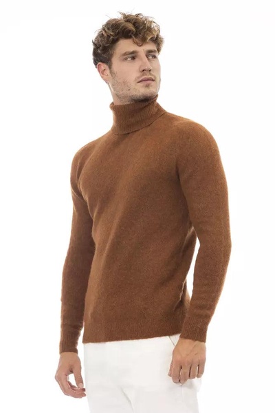 Alpha studio Brown Alpaca Leather Sweater