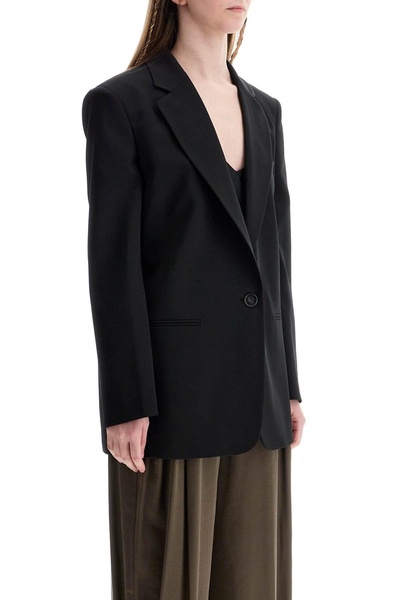 women's blazer in poliestere e lana  oversize monopetto con scollo a v