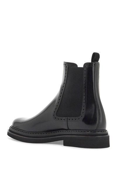 brushed leather chelsea ankle boots