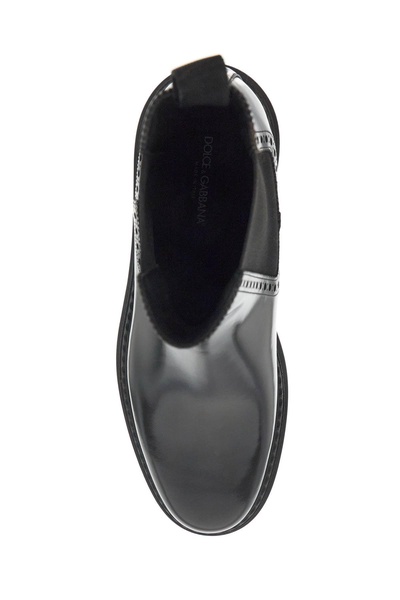 brushed leather chelsea ankle boots