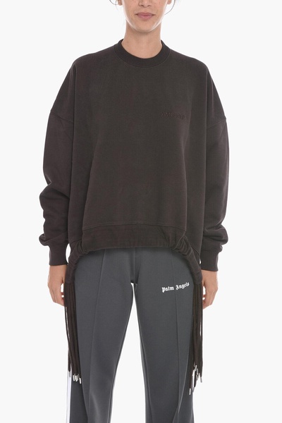 brushed-cotton multicord crewneck sweatshirt with logo embro
