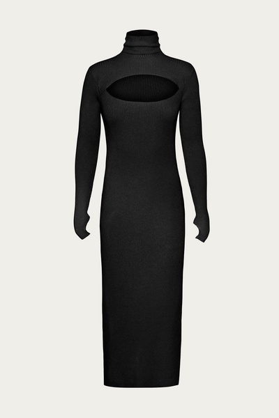 brielle knit midi dress in noir
