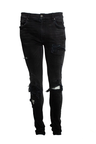 black distressed jeans