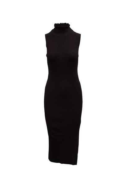 stretch knit sleeveless dress in burgundy rayon