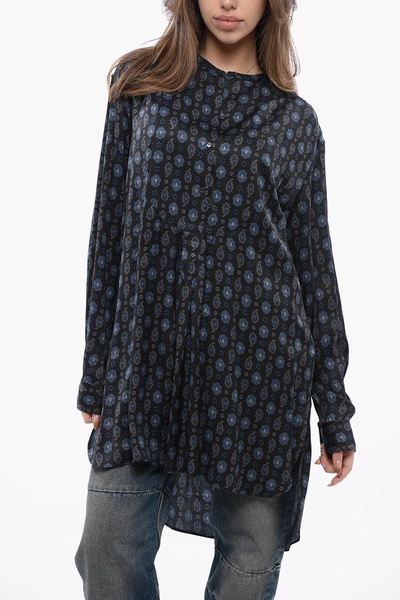 paisley patterned viscose blouse with mandarin collar